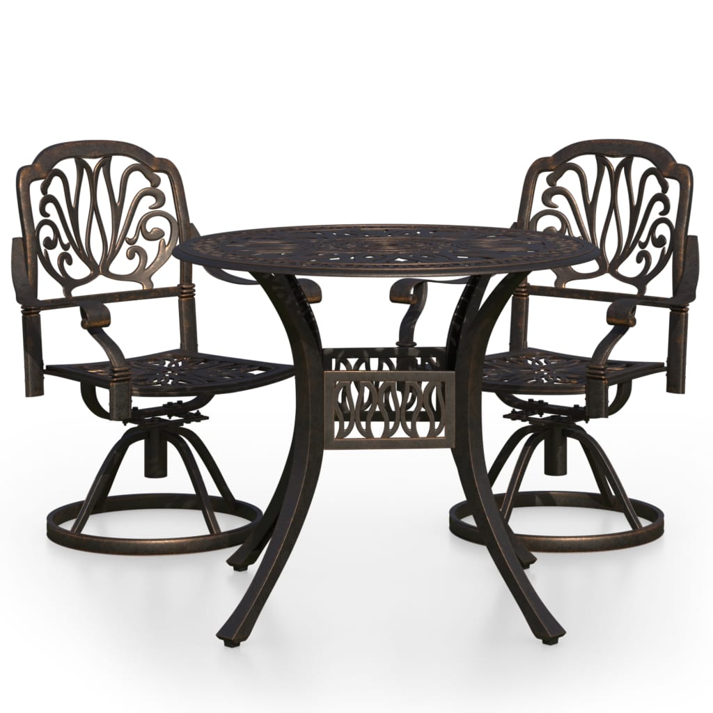 3 Piece Bistro Set Cast Aluminium Bronze