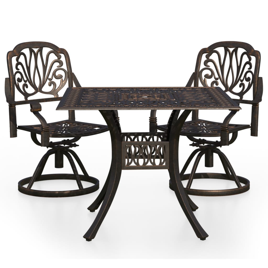 3 Piece Bistro Set Cast Aluminium Bronze