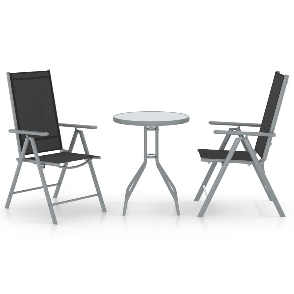 3 Piece Bistro Set Aluminium and Textilene Silver