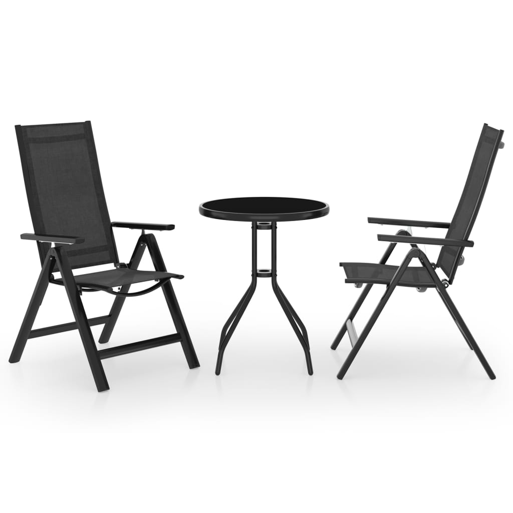 3 Piece Bistro Set Black and Anthracite