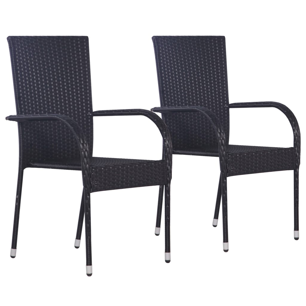 3 Piece Garden Dining Set Poly Rattan Black