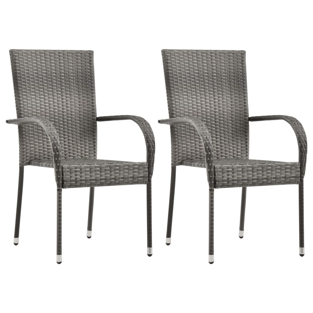 3 Piece Garden Dining Set Poly Rattan Grey