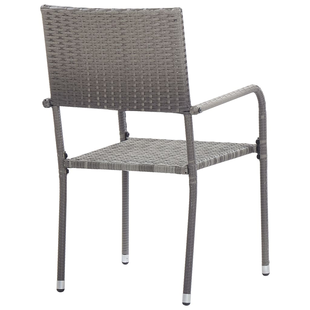 3 Piece Garden Dining Set Poly Rattan Grey