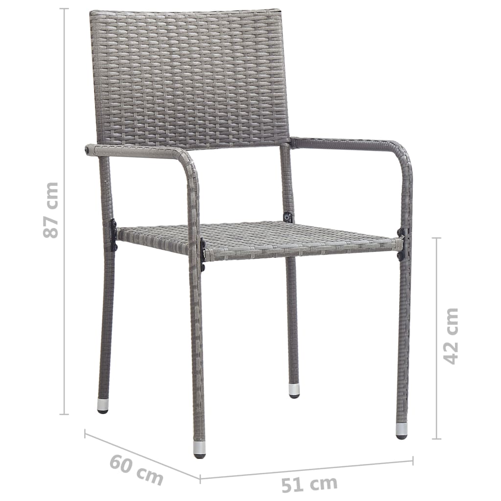 3 Piece Garden Dining Set Poly Rattan Grey