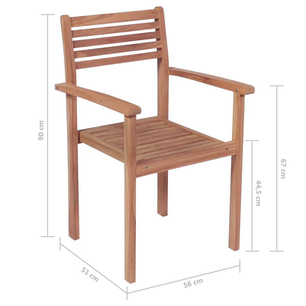 Stackable Garden Chairs 6 pcs Solid Teak Wood