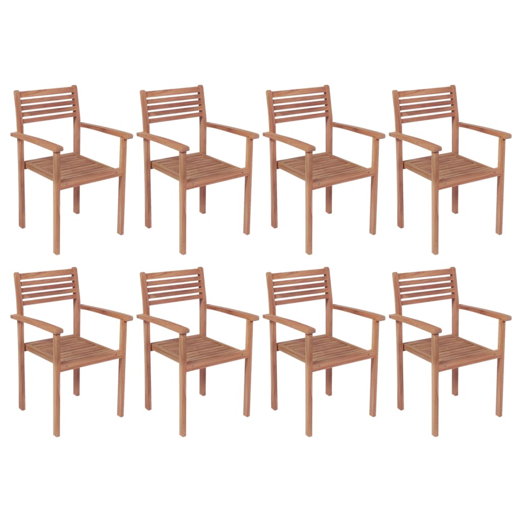 Stackable Garden Chairs 8 pcs Solid Teak Wood