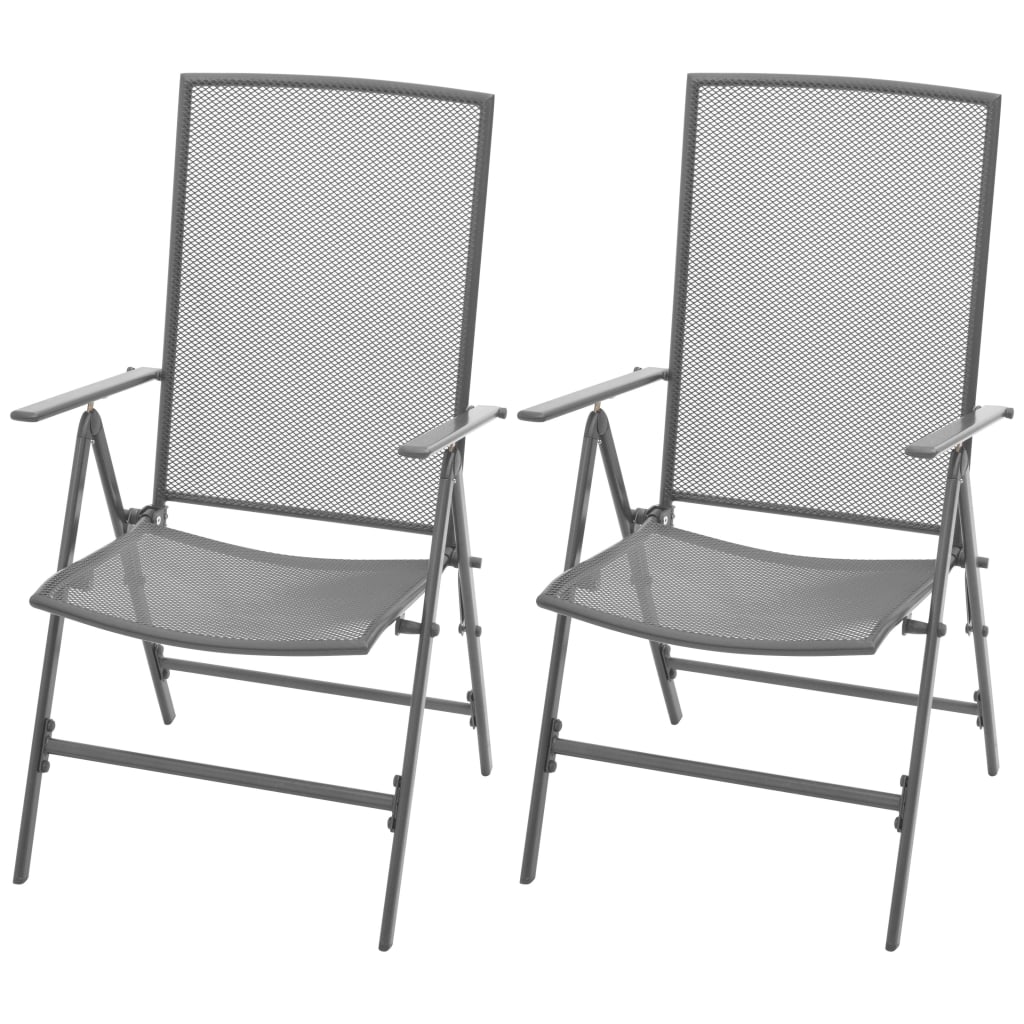 3 Piece Garden Dining Set Steel Anthracite