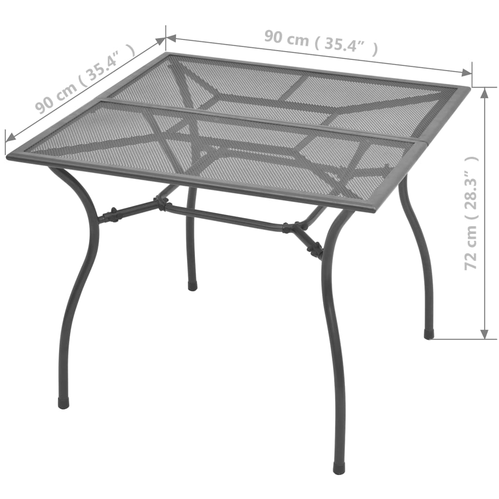 3 Piece Garden Dining Set Steel Anthracite