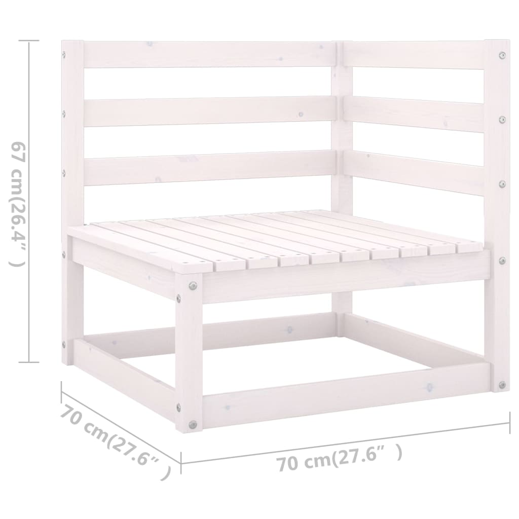 3 Piece Garden Lounge Set White Solid Wood Pine