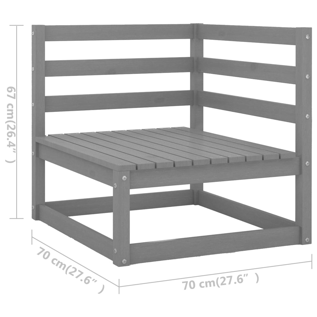 3 Piece Garden Lounge Set Grey Solid Wood Pine