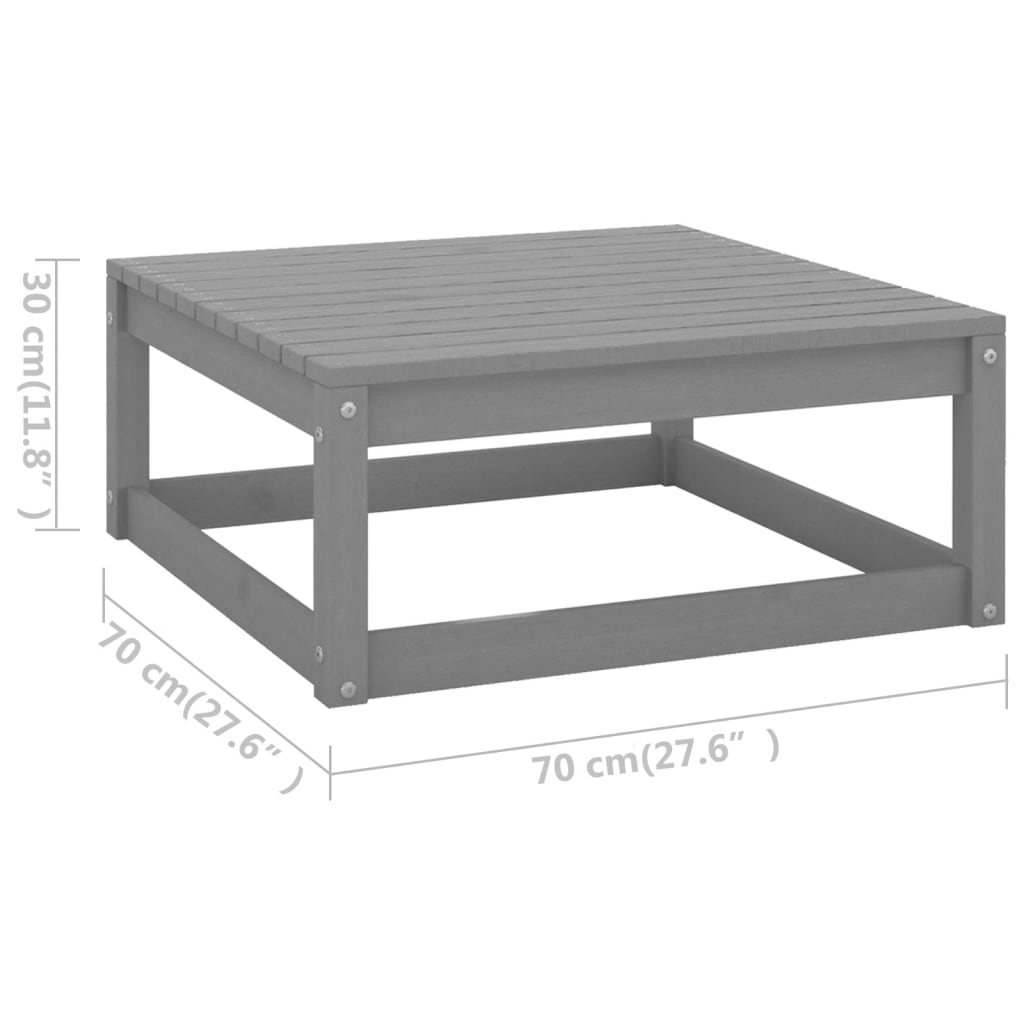 3 Piece Garden Lounge Set Grey Solid Wood Pine