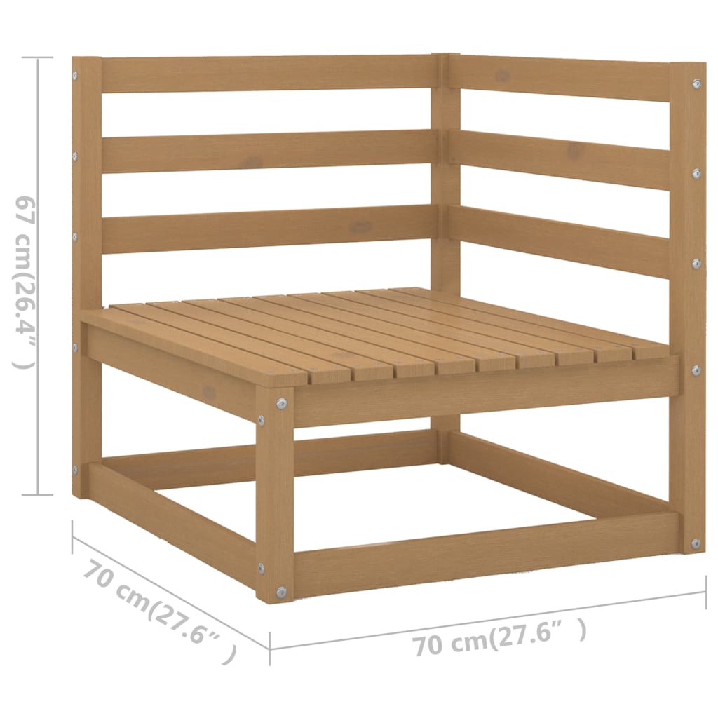 3 Piece Garden Lounge Set Honey Brown Solid Pinewood