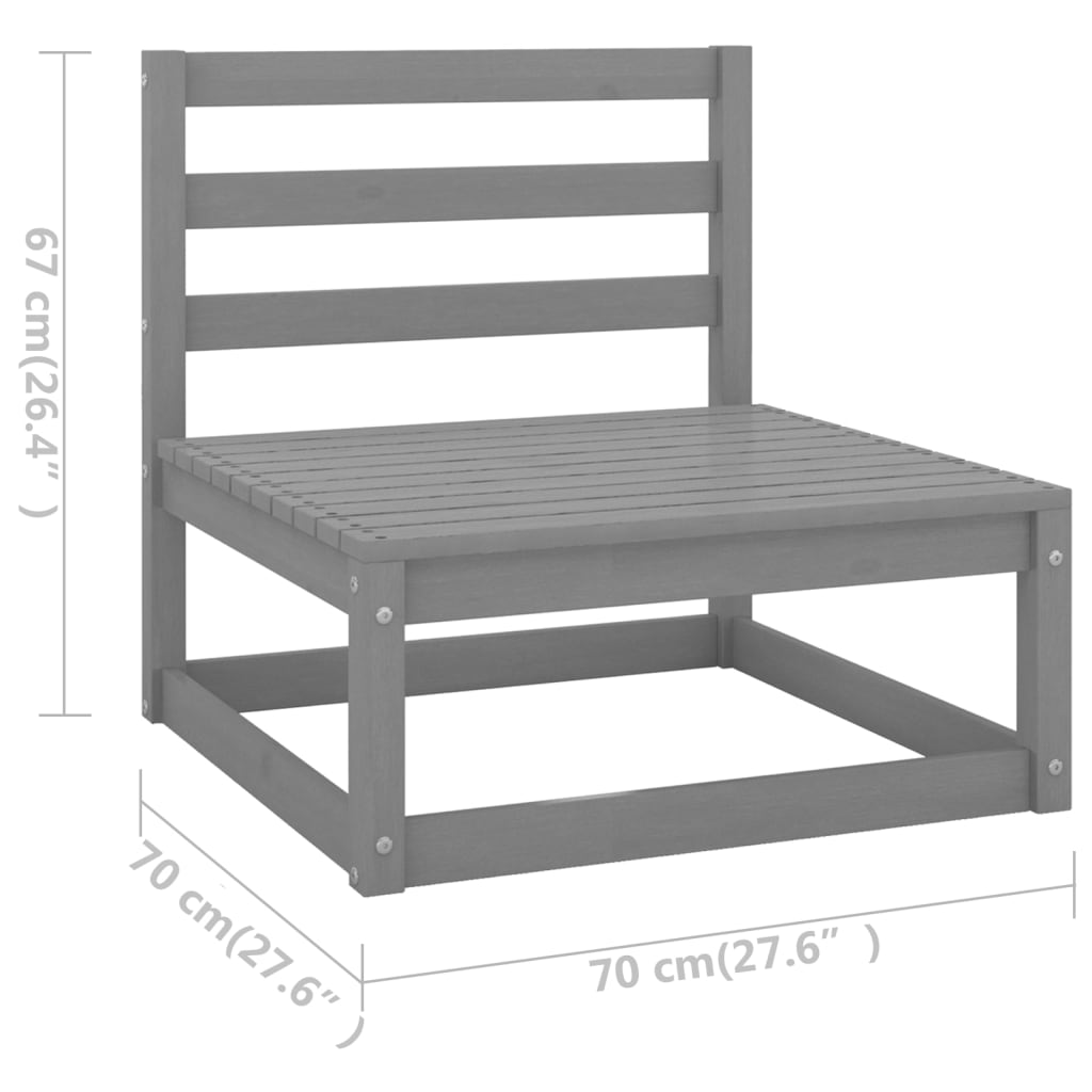 4 Piece Garden Lounge Set Grey Solid Pinewood