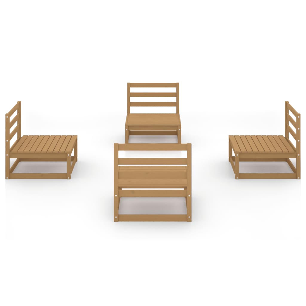 4 Piece Garden Lounge Set Honey Brown Solid Wood Pine