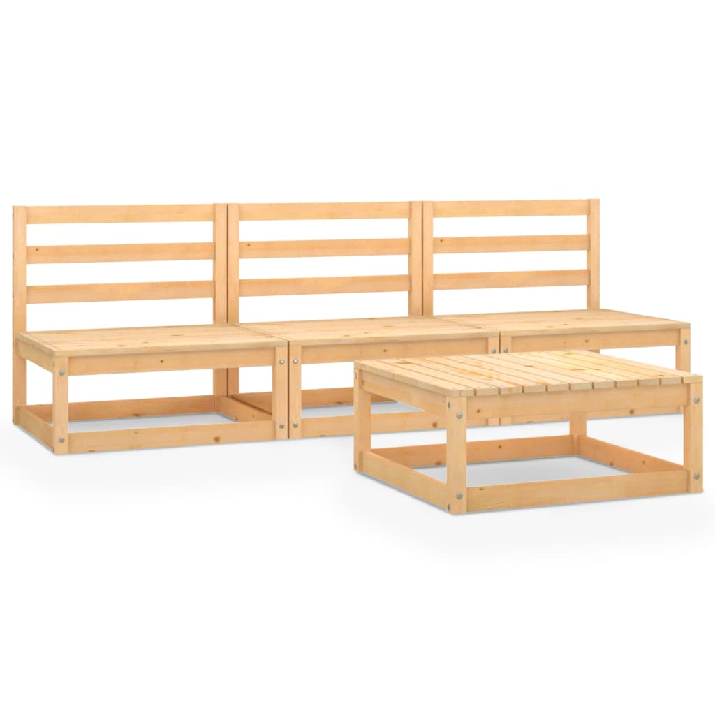 4 Piece Garden Lounge Set Solid Wood Pine