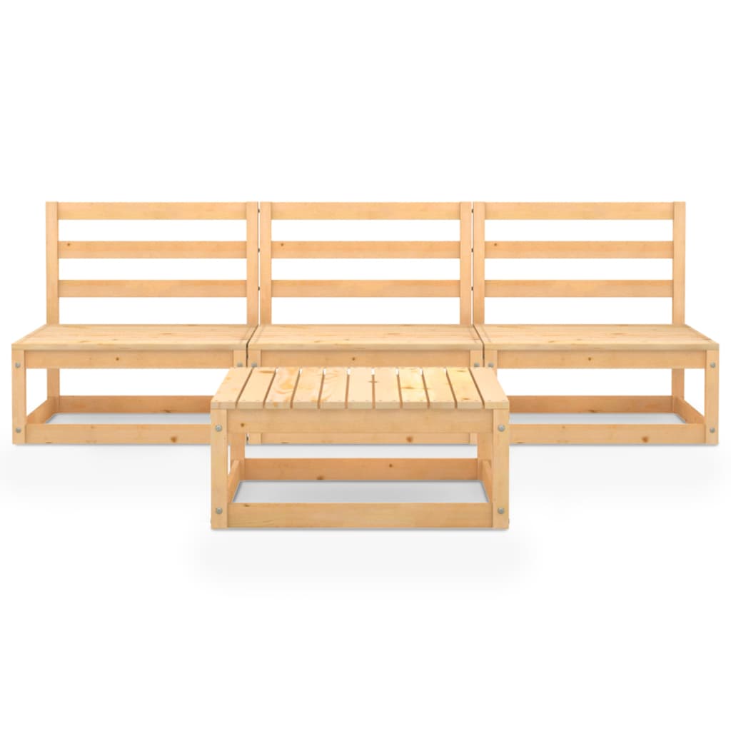 4 Piece Garden Lounge Set Solid Wood Pine