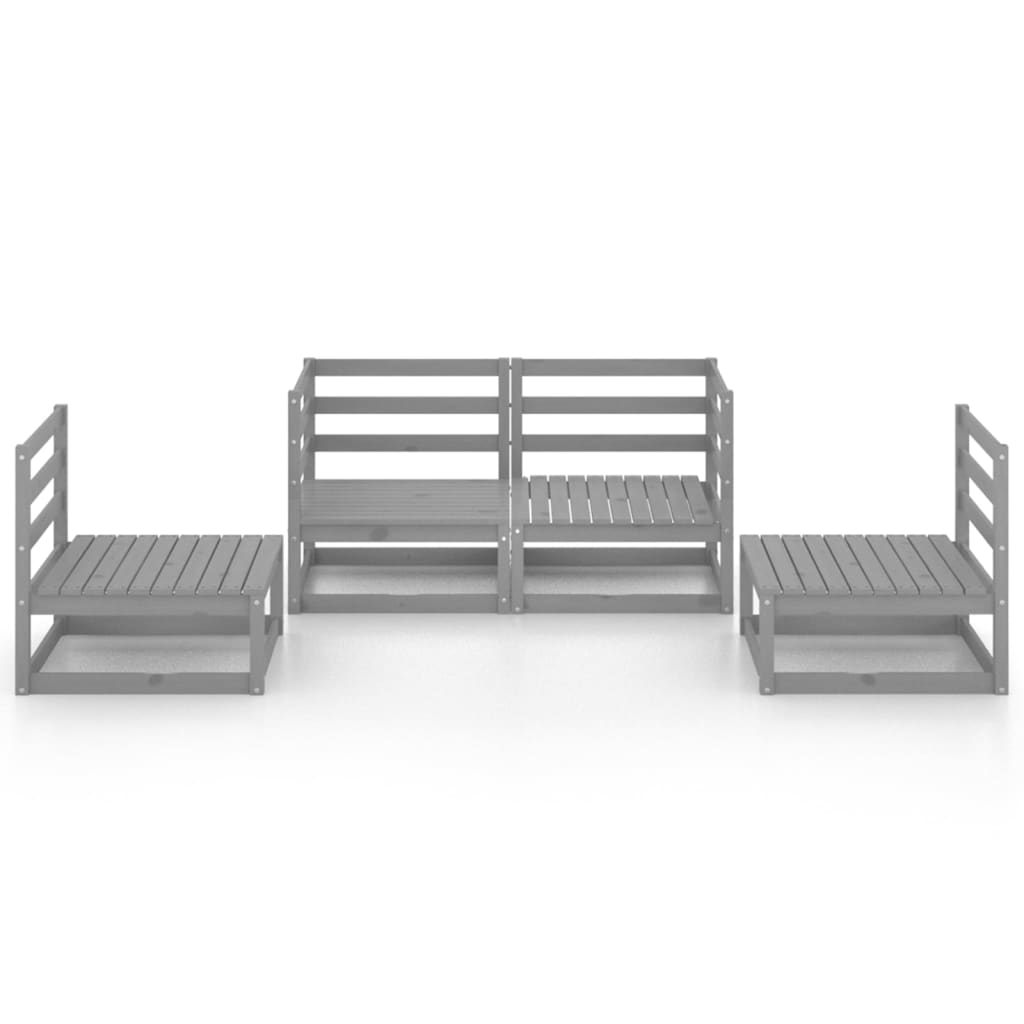 4 Piece Garden Lounge Set Grey Solid Pinewood