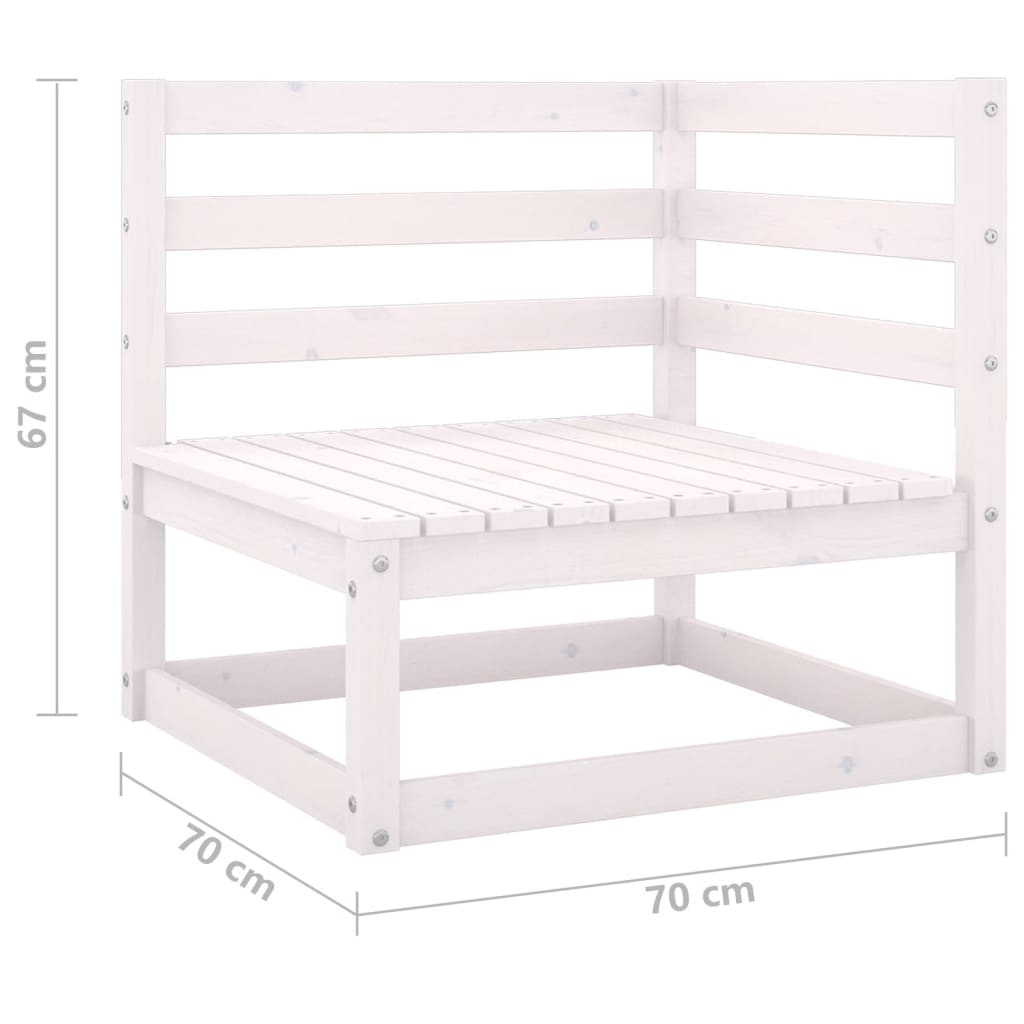 3 Piece Garden Lounge Set White Solid Pinewood