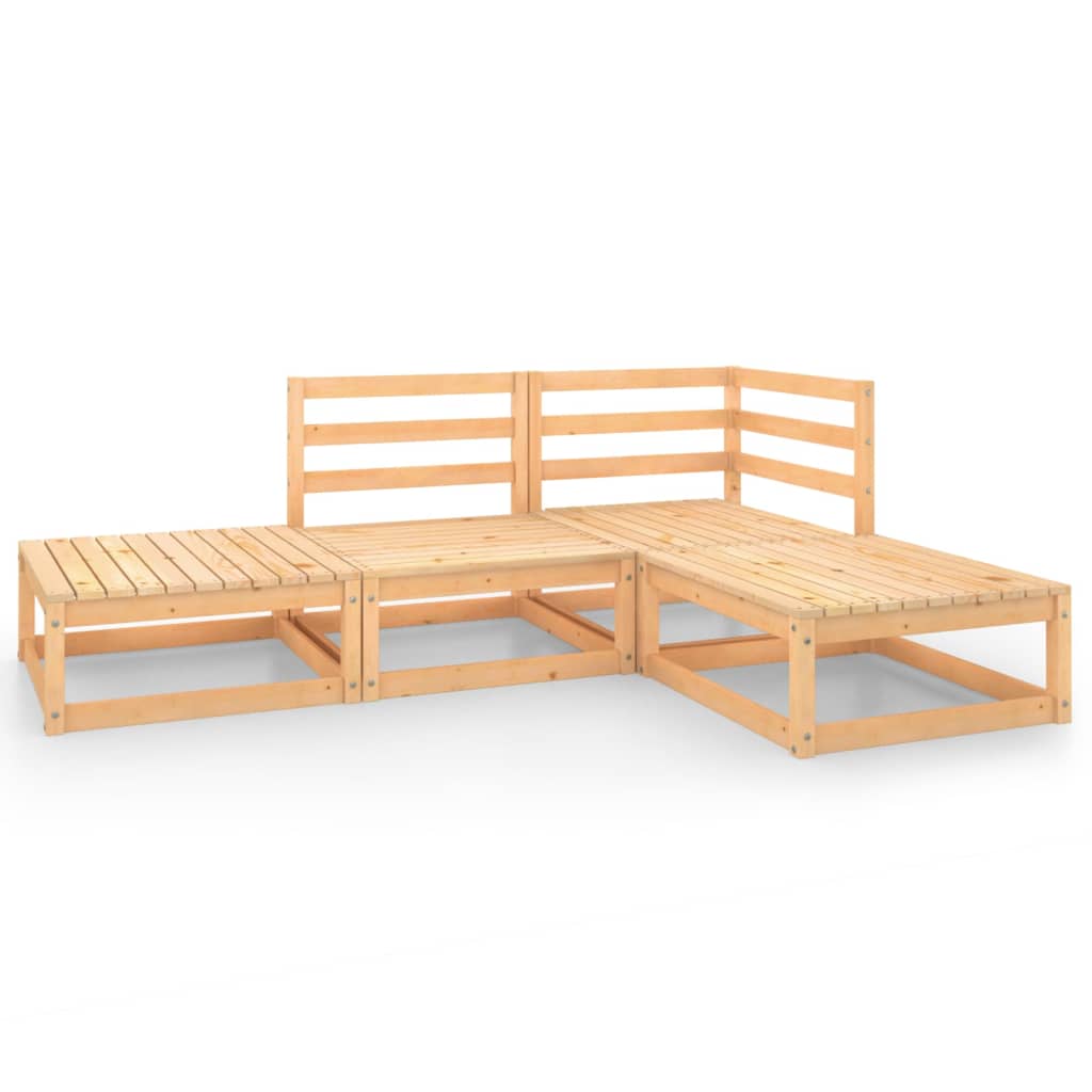 4 Piece Garden Lounge Set Solid Wood Pine