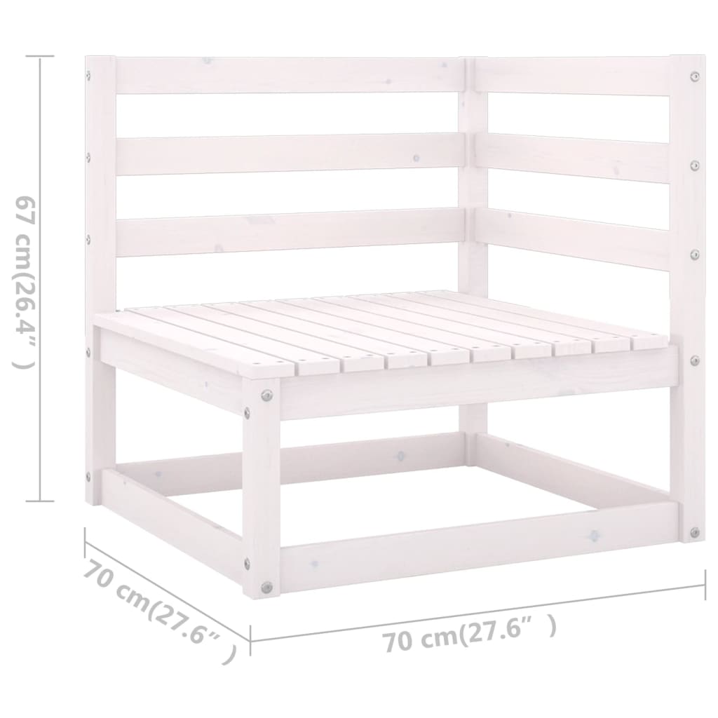 10 Piece Garden Lounge Set White Solid Wood Pine