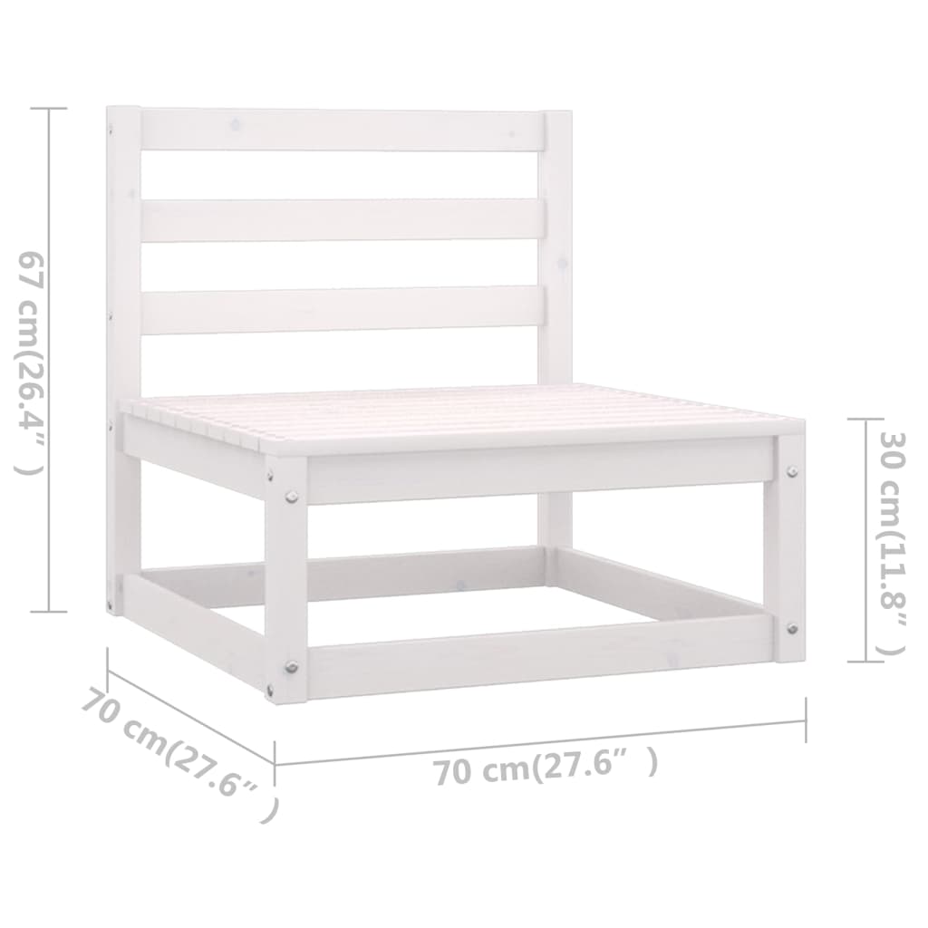 10 Piece Garden Lounge Set White Solid Wood Pine