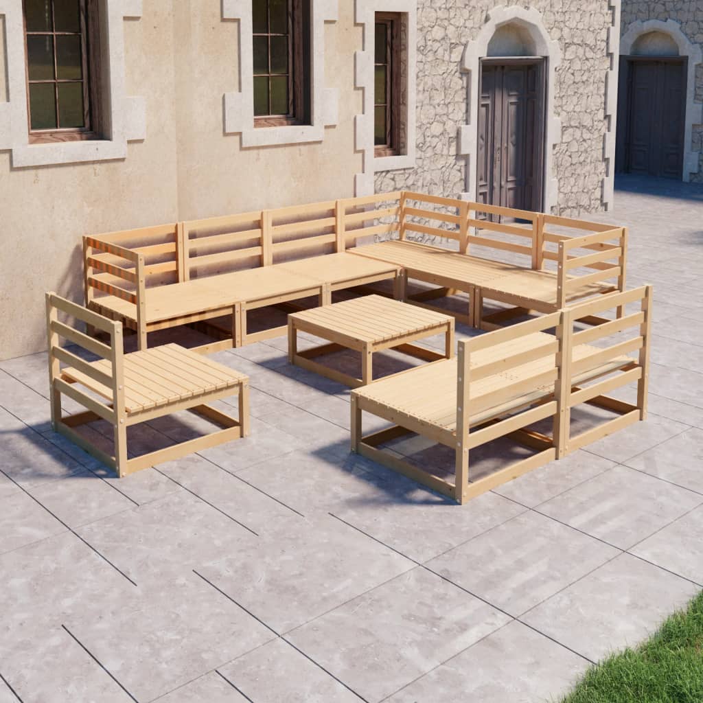 10 Piece Garden Lounge Set Solid Pinewood