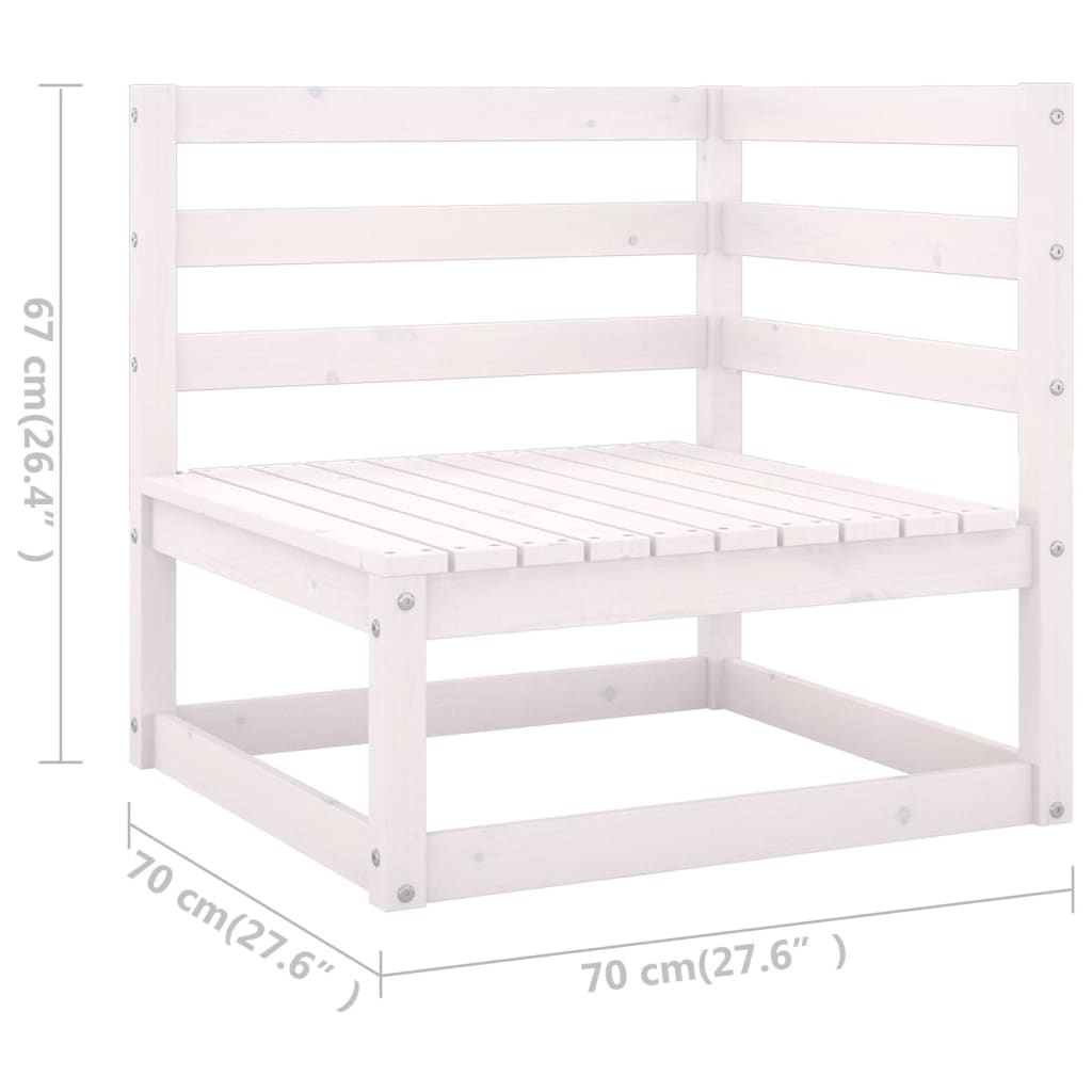 11 Piece Garden Lounge Set White Solid Pinewood