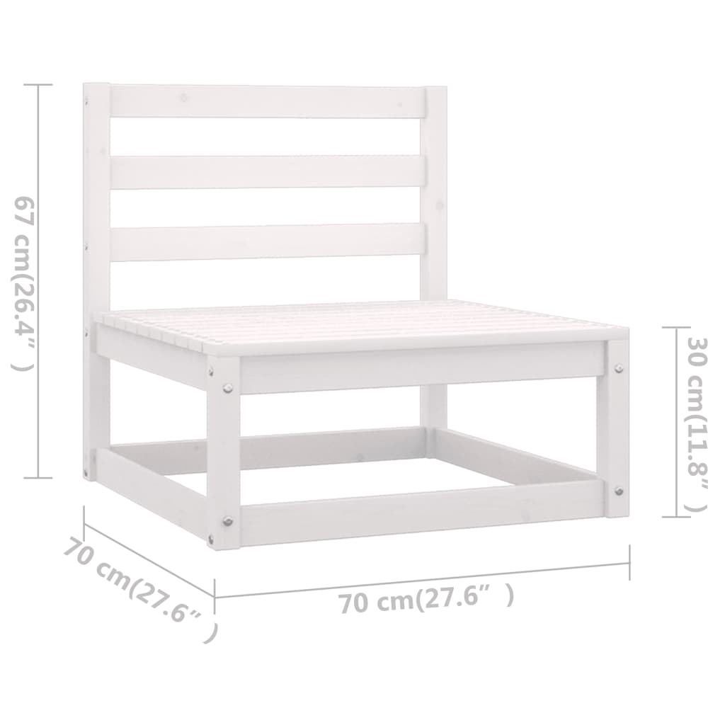 11 Piece Garden Lounge Set White Solid Pinewood