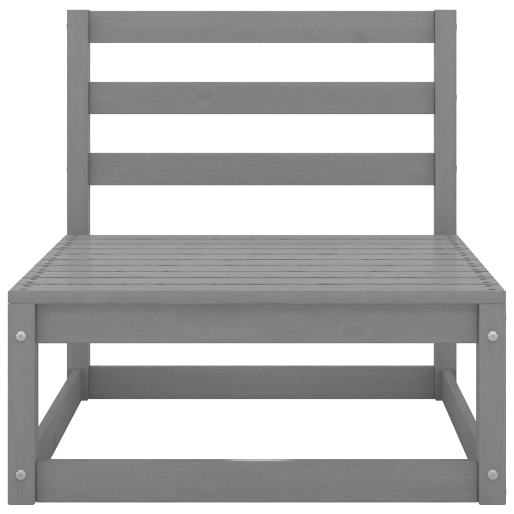 11 Piece Garden Lounge Set Grey Solid Pinewood