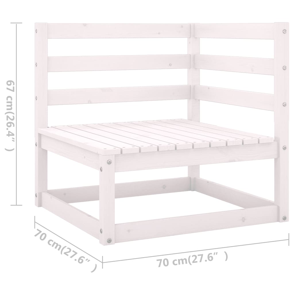 10 Piece Garden Lounge Set White Solid Pinewood