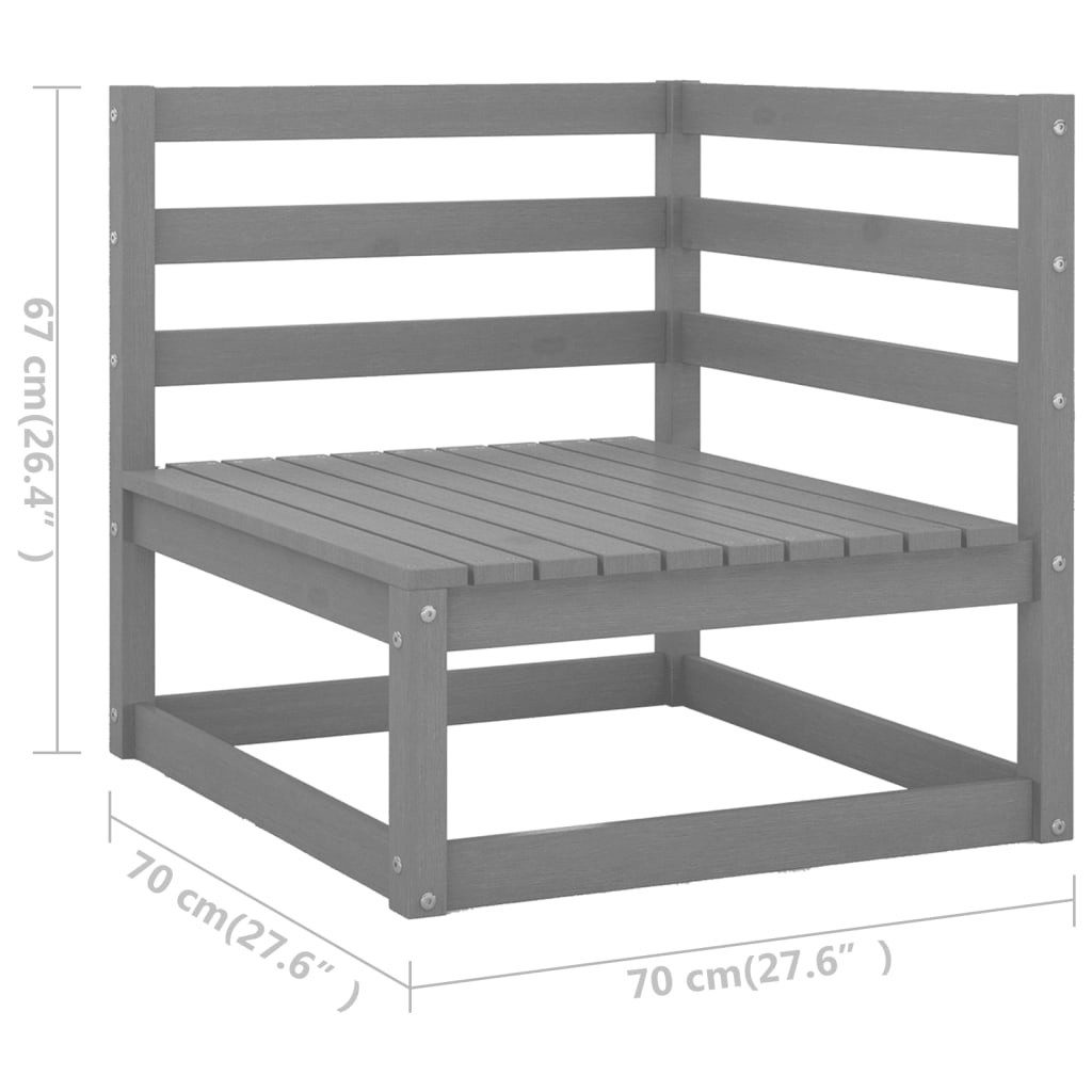 11 Piece Garden Lounge Set Grey Solid Pinewood