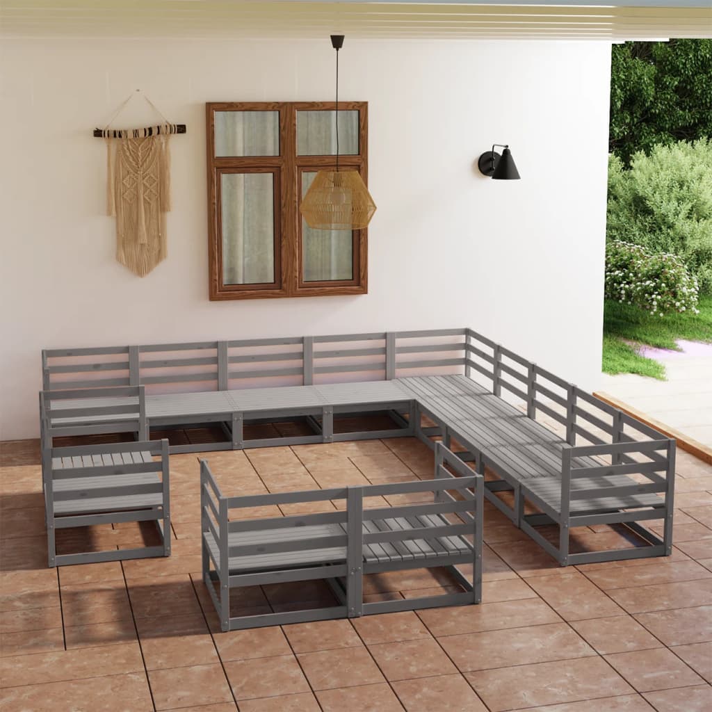 13 Piece Garden Lounge Set Solid Pinewood