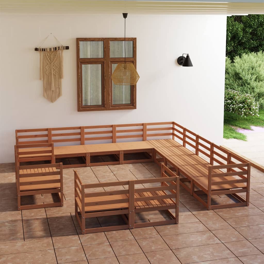 13 Piece Garden Lounge Set Solid Pinewood