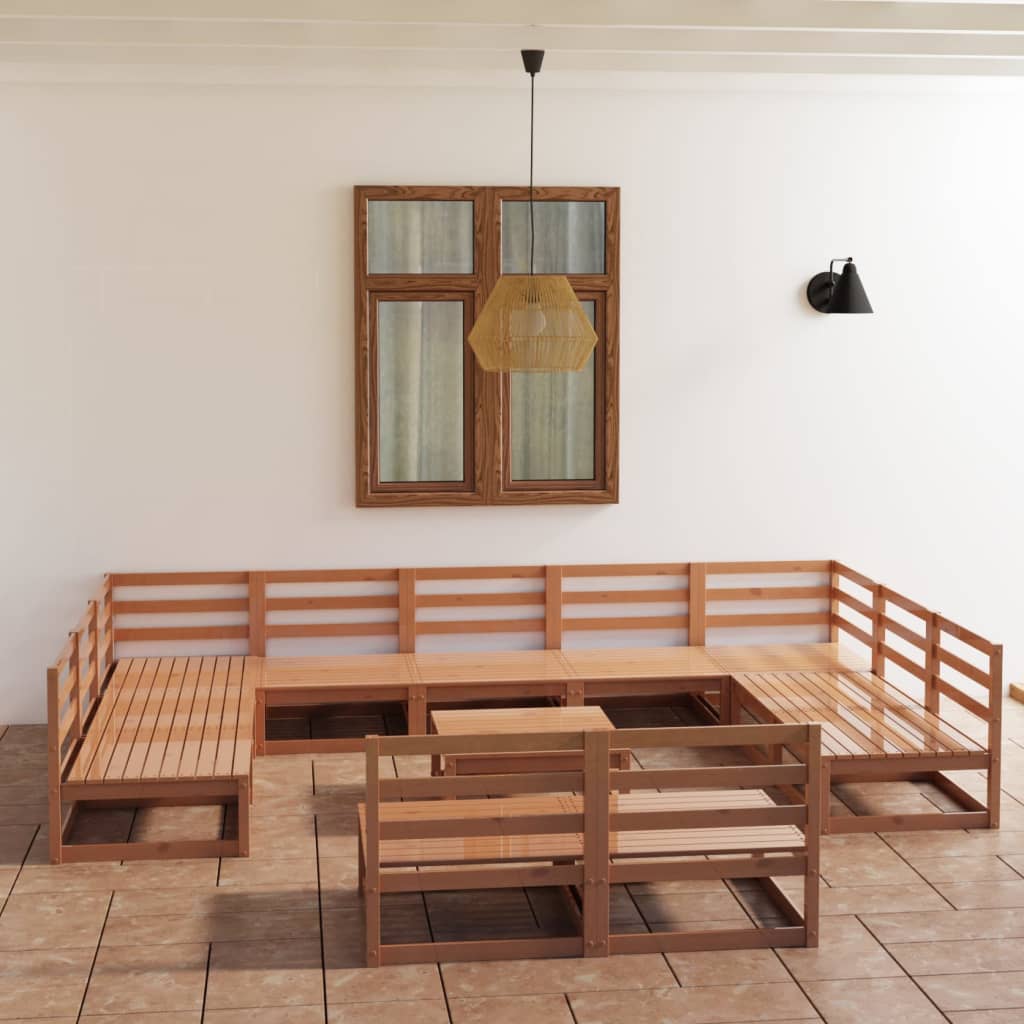 12 Piece Garden Lounge Set Solid Pinewood