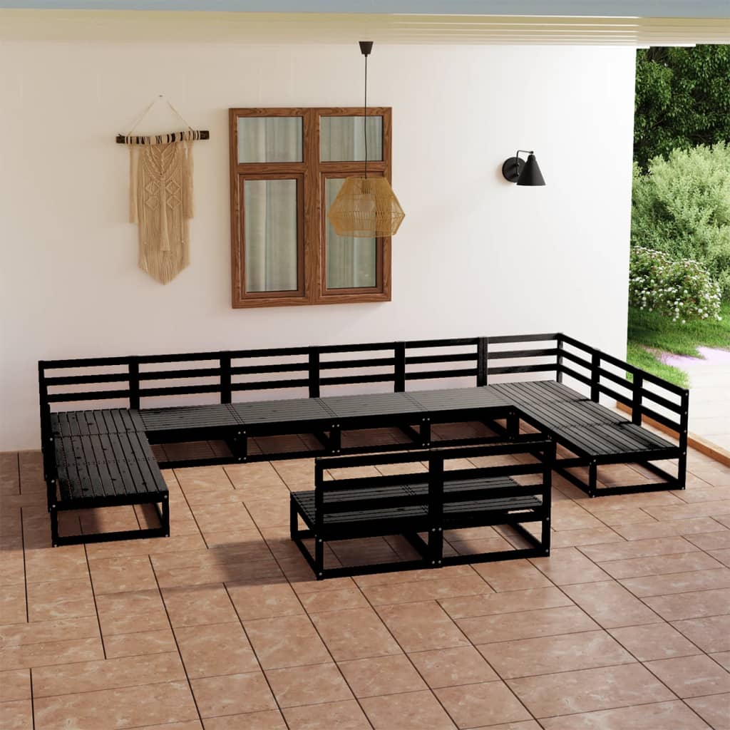 12 Piece Garden Lounge Set Solid Pinewood