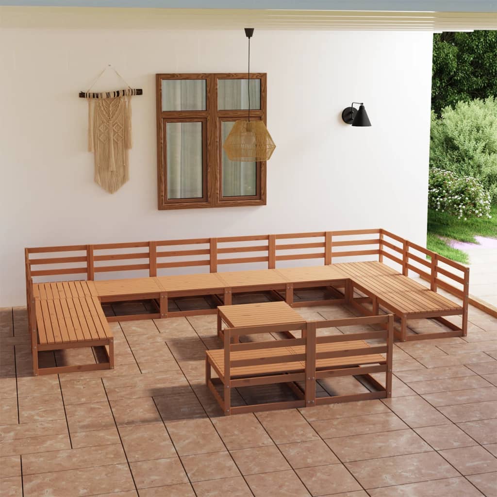 13 Piece Garden Lounge Set Solid Pinewood