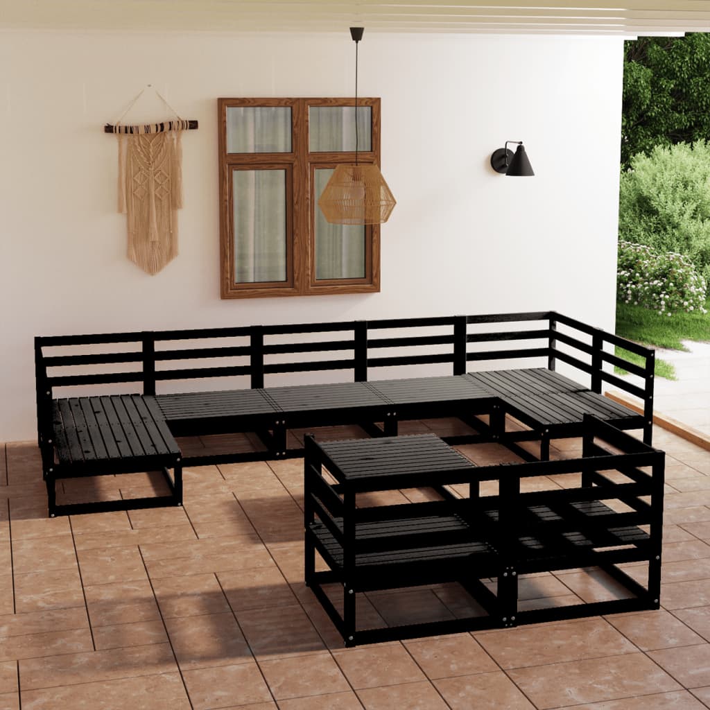 10 Piece Garden Lounge Set Solid Pinewood