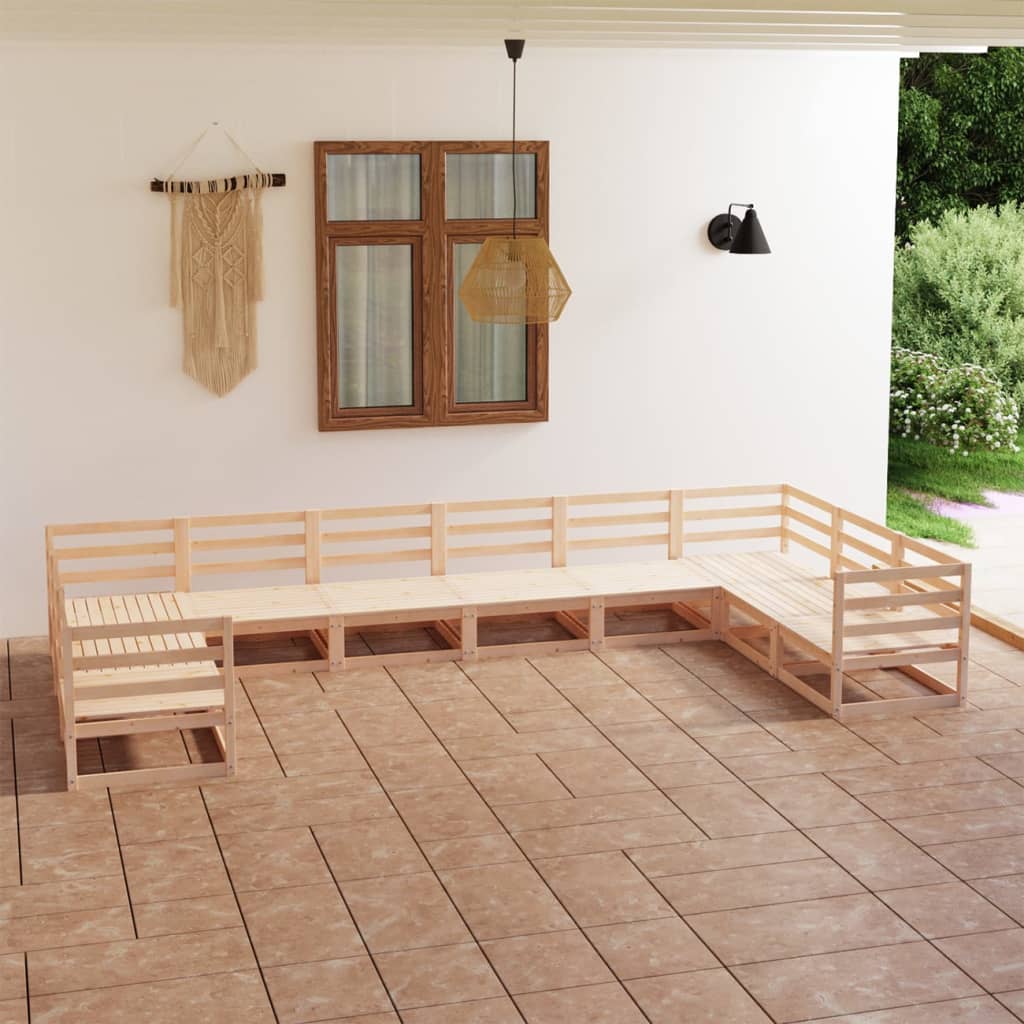 10 Piece Garden Lounge Set Solid Pinewood