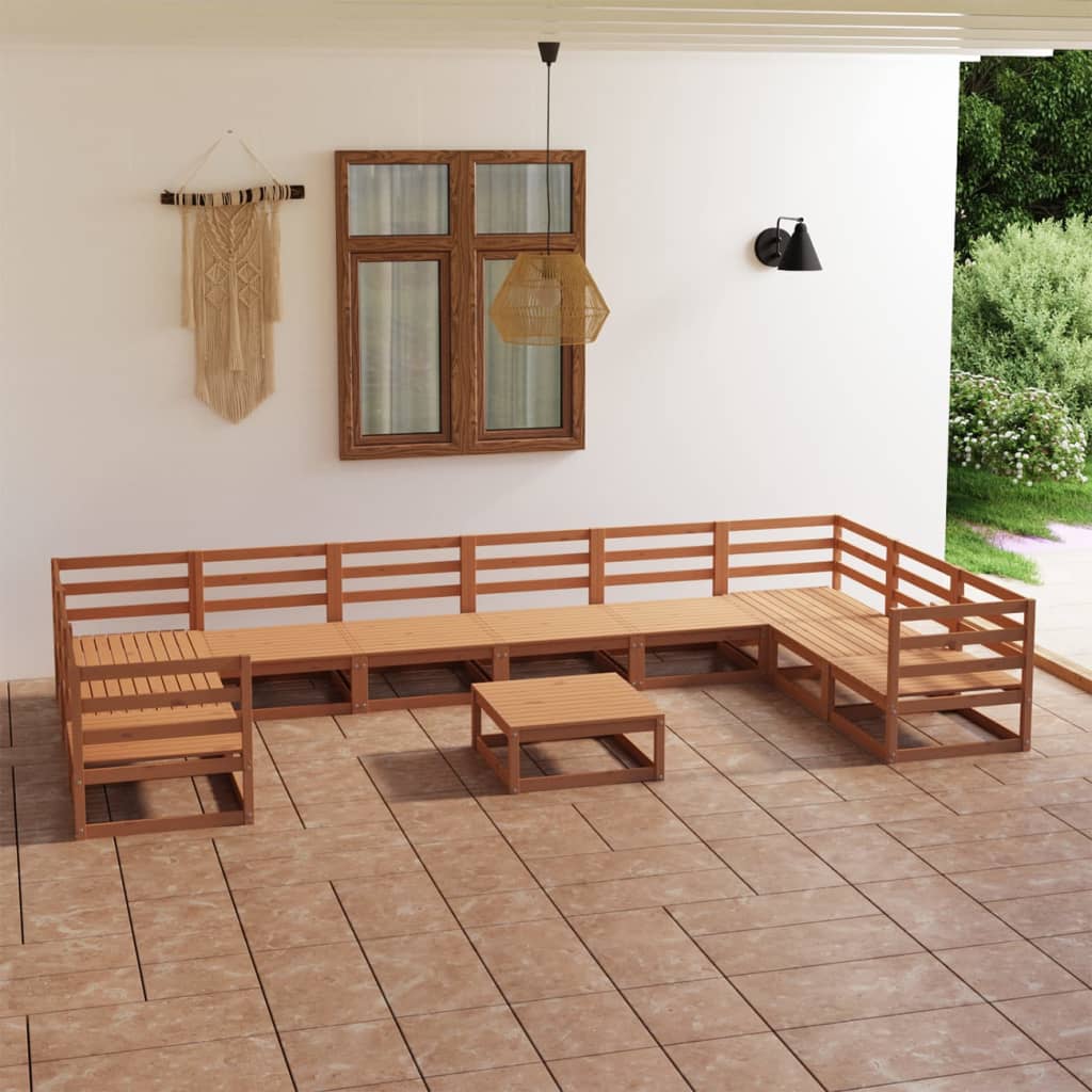 11 Piece Garden Lounge Set Solid Pinewood