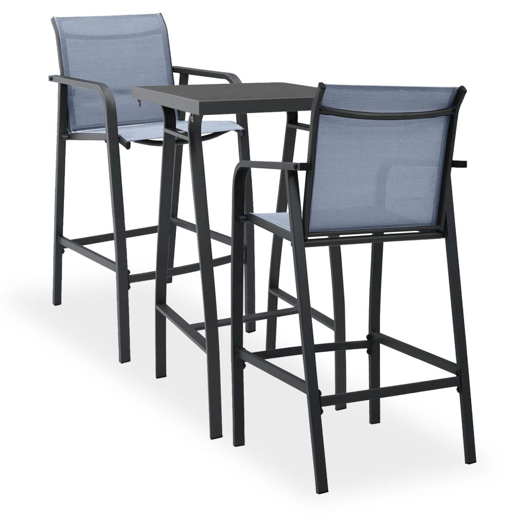 3 Piece Garden Bar Set Black and Grey