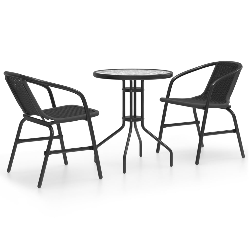 3 Piece Garden Dining Set Black