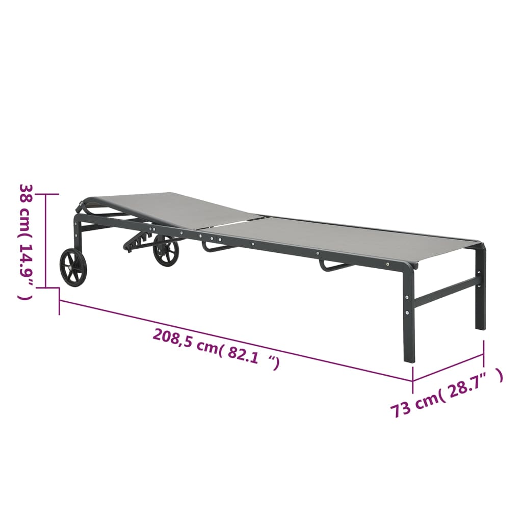 Sun Loungers 2 pcs with Table Textilene and Steel