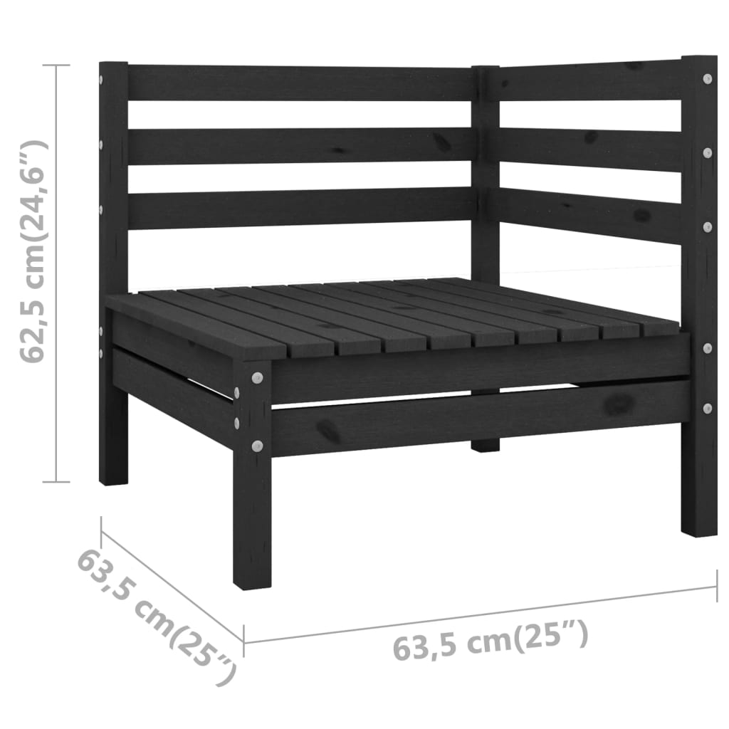 3 Piece Garden Lounge Set Solid Pinewood Black