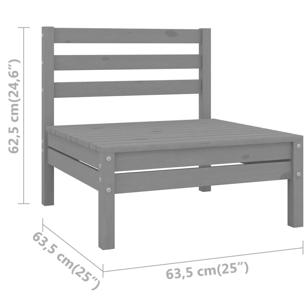 3 Piece Garden Lounge Set Solid Pinewood Grey