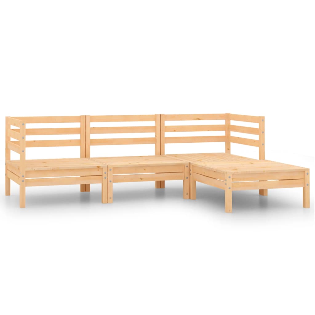 4 Piece Garden Lounge Set Solid Pinewood