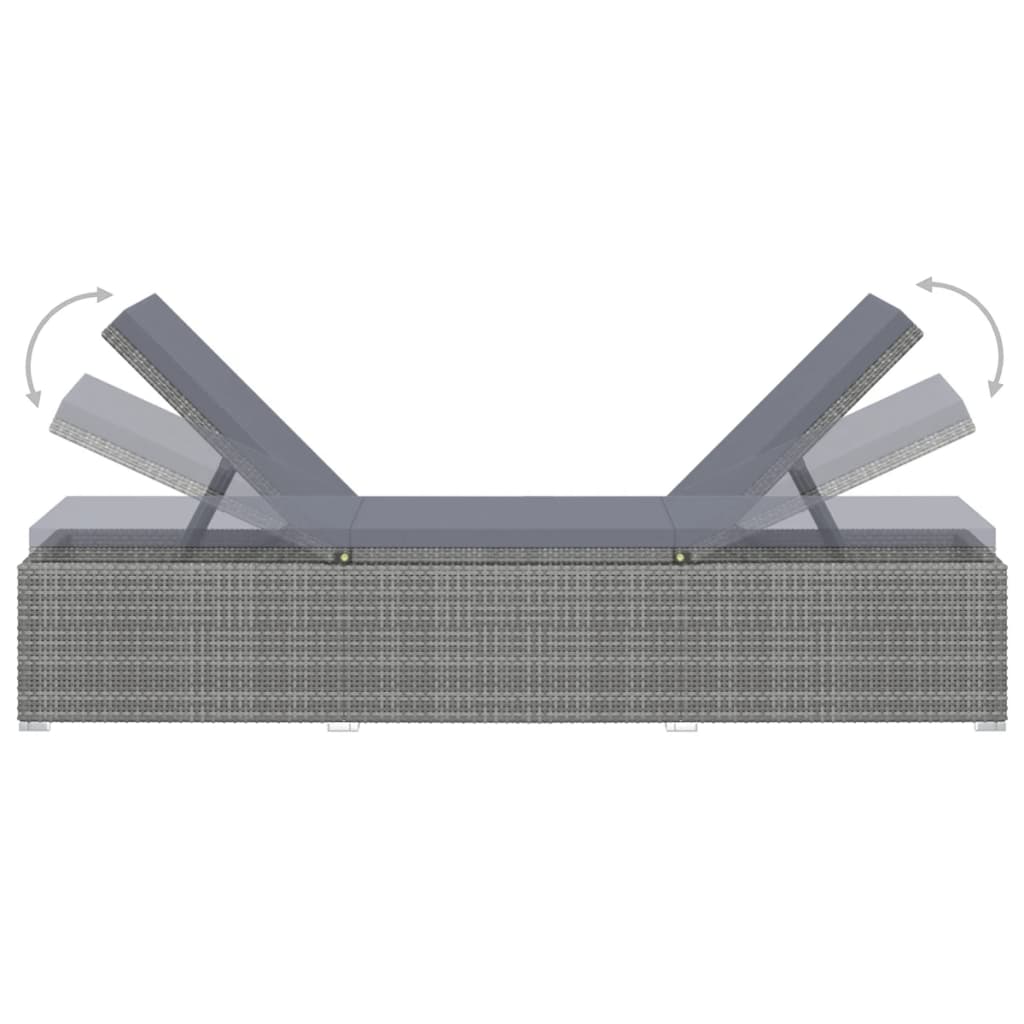 Sun Lounger with Dark Grey Cushion Poly Rattan Grey