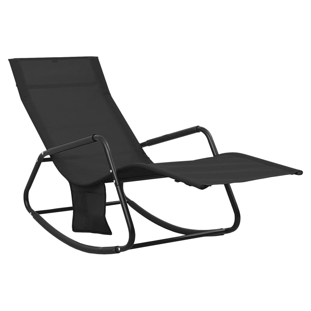 Sun Lounger Steel and Textilene Black