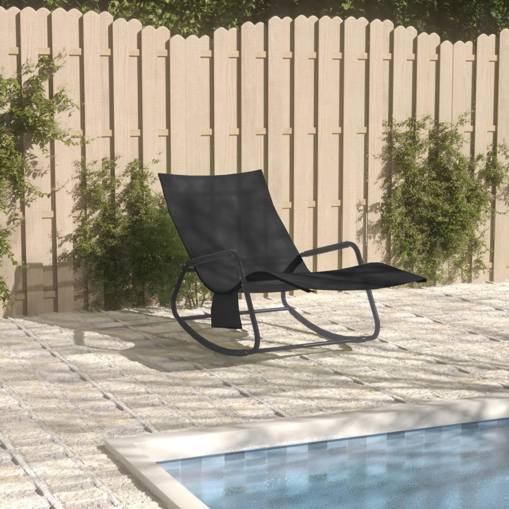 Sun Lounger Steel and Textilene Black