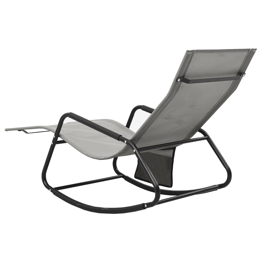 Sun Lounger Steel and Textilene Grey