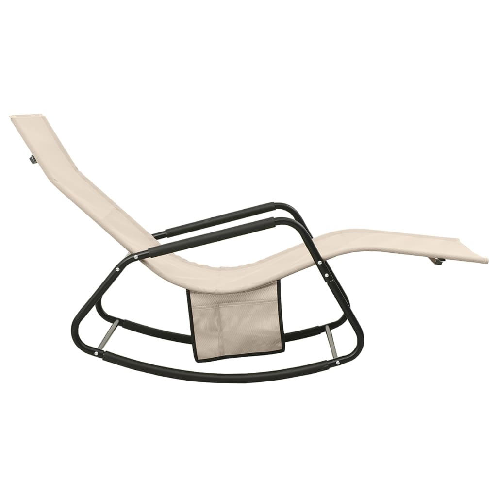 Sun Lounger Steel and Textilene Cream